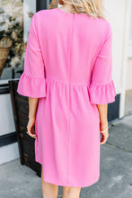 Load image into Gallery viewer, Dreaming Of The Day Pink Peplum Sleeve Dress
