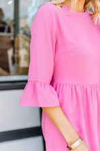 Load image into Gallery viewer, Dreaming Of The Day Pink Peplum Sleeve Dress
