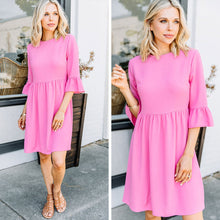 Load image into Gallery viewer, Dreaming Of The Day Pink Peplum Sleeve Dress
