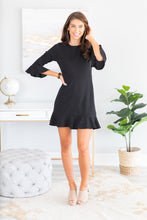 Load image into Gallery viewer, Always So Peppy Black Ruffled Dress
