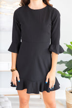 Load image into Gallery viewer, Always So Peppy Black Ruffled Dress
