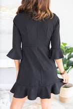 Load image into Gallery viewer, Always So Peppy Black Ruffled Dress
