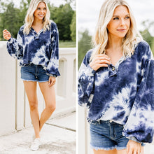 Load image into Gallery viewer, You're A Winner Navy Blue Tie Dye Top
