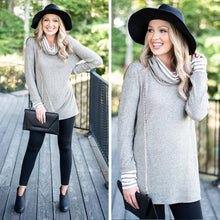 Load image into Gallery viewer, Meet You Here Mocha Brown Cowl Neck Sweater
