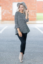 Load image into Gallery viewer, Easy To Love You Charcoal-Ivory Striped Top
