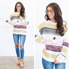 Load image into Gallery viewer, Electric Charge Mustard Yellow Striped Sweater
