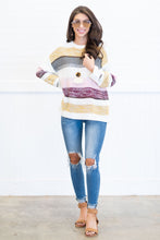 Load image into Gallery viewer, Electric Charge Mustard Yellow Striped Sweater
