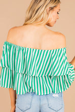 Load image into Gallery viewer, It's A Big Deal Green Striped Crop Top

