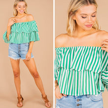 Load image into Gallery viewer, It's A Big Deal Green Striped Crop Top
