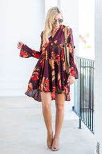Load image into Gallery viewer, Found Your Calling Wine Red Floral Dress
