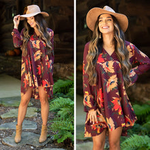 Load image into Gallery viewer, Found Your Calling Wine Red Floral Dress
