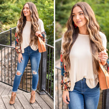 Load image into Gallery viewer, Talk About Fun Oatmeal Brown Bubble Sleeve Top
