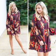 Load image into Gallery viewer, This Is Your Calling Wine Red Floral Dress
