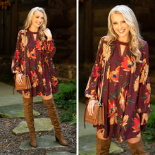 Load image into Gallery viewer, This Is Your Calling Wine Red Floral Dress
