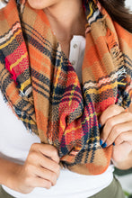 Load image into Gallery viewer, Autumn Air Orange Plaid Blanket Scarf
