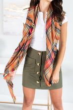Load image into Gallery viewer, Autumn Air Orange Plaid Blanket Scarf
