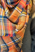 Load image into Gallery viewer, Autumn Air Orange Plaid Blanket Scarf
