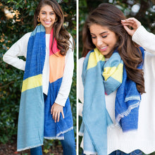 Load image into Gallery viewer, Let's Get Going Scarf, Neon Blue-Multi
