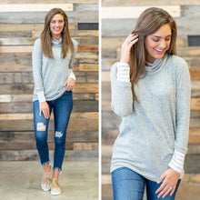 Load image into Gallery viewer, Meet You Here Heather Gray Cowl Neck Sweater
