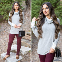 Load image into Gallery viewer, Meet You Here Heather Gray Cowl Neck Sweater
