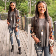Load image into Gallery viewer, Talk About Fun Charcoal Gray Bubble Sleeve Top
