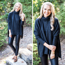 Load image into Gallery viewer, Feeling So Chipper Charcoal Gray Cowl Neck Sweater
