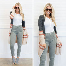 Load image into Gallery viewer, Can't Forget You Charcoal Gray Striped Cardigan
