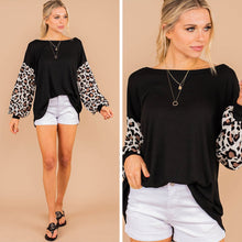 Load image into Gallery viewer, Let's Talk About It Black Leopard Sleeve Top
