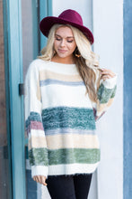Load image into Gallery viewer, Really Ready Green Multicolored Striped Sweater
