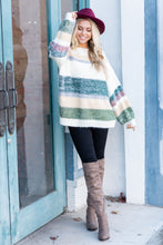 Load image into Gallery viewer, Really Ready Green Multicolored Striped Sweater
