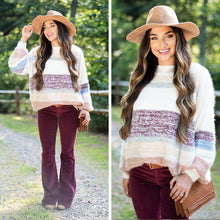 Load image into Gallery viewer, Really Ready Maroon Multicolored Striped Sweater

