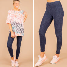 Load image into Gallery viewer, Lazy Days Denim Blue Moto Leggings
