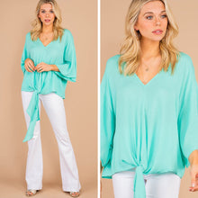 Load image into Gallery viewer, Can't Walk Away Mint Green Tied Hem Top
