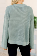 Load image into Gallery viewer, Easy Days Ahead Sage Green Waffle Sweater
