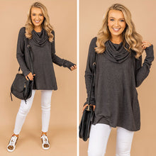 Load image into Gallery viewer, The One You Want Charcoal Gray Cowl Neck Sweater
