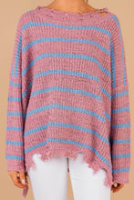Load image into Gallery viewer, Living Free Mauve Pink Striped Sweater
