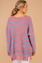 Load image into Gallery viewer, Living Free Mauve Pink Striped Sweater
