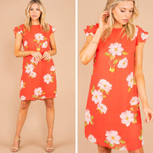 Load image into Gallery viewer, Live In Love Coral Orange Floral Dress
