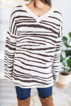 Load image into Gallery viewer, Wonderfully Wild Cream White Zebra Striped Sweater

