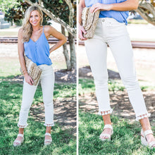 Load image into Gallery viewer, Mud Pie: Harrison Tassel Jeans, White
