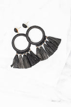 Load image into Gallery viewer, Mud Pie: Raffia Black Tassel Earrings

