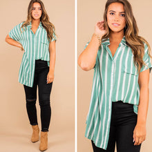 Load image into Gallery viewer, Do What You Love Sage Green Striped Tunic
