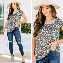 Load image into Gallery viewer, Lucky Girl Charcoal Gray Floral Print Top
