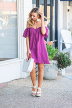 Load image into Gallery viewer, Put You In A Trance Violet Purple Off The Shoulder Dress
