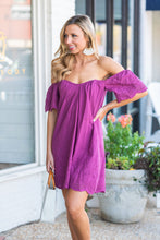Load image into Gallery viewer, Put You In A Trance Violet Purple Off The Shoulder Dress
