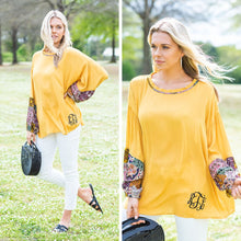 Load image into Gallery viewer, Off Into The Sunset Mustard Yellow Printed Sleeve Top
