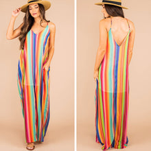 Load image into Gallery viewer, If It Makes You Happy Blue Multi Striped Maxi Dress
