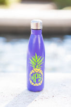 Load image into Gallery viewer, Peppy Pineapple Bright Purple Printed Water Bottle
