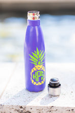 Load image into Gallery viewer, Peppy Pineapple Bright Purple Printed Water Bottle
