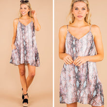 Load image into Gallery viewer, Born With The Sass Mauve Pink Snake Print Dress
